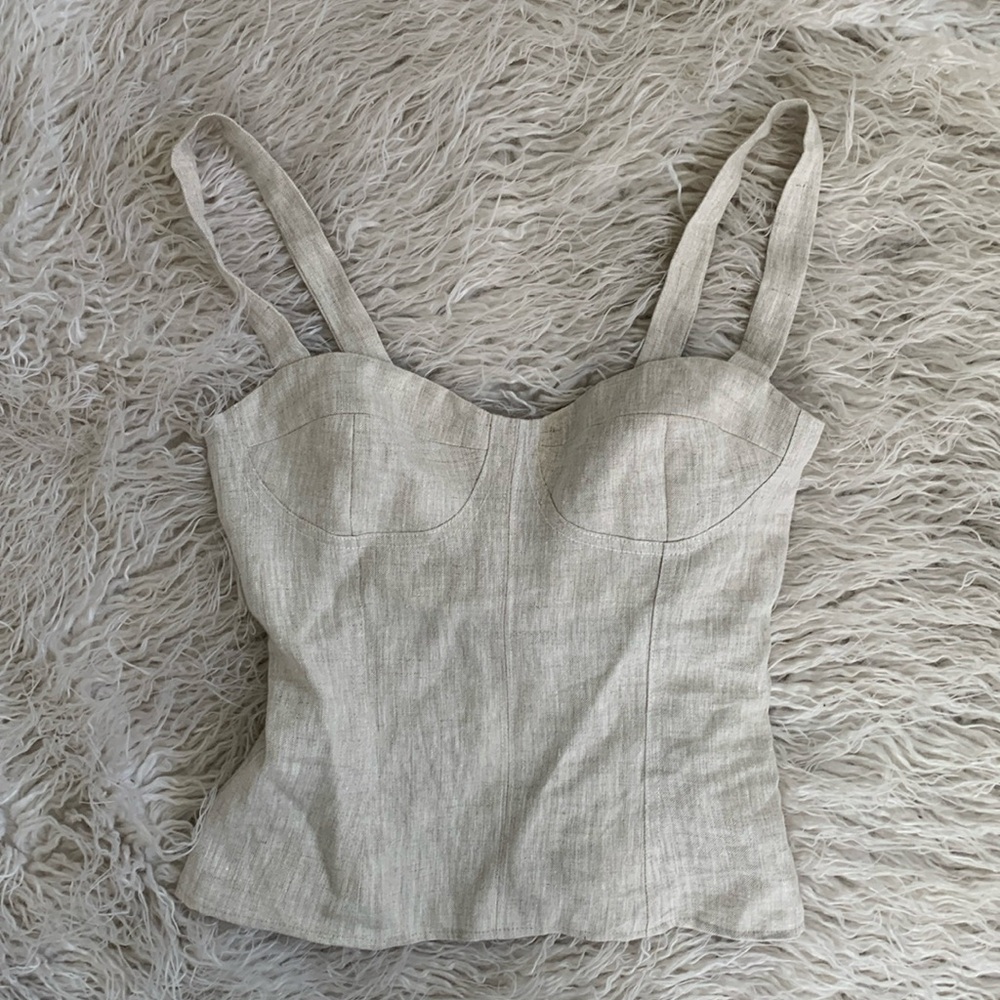 Reformation linen bustier tank top